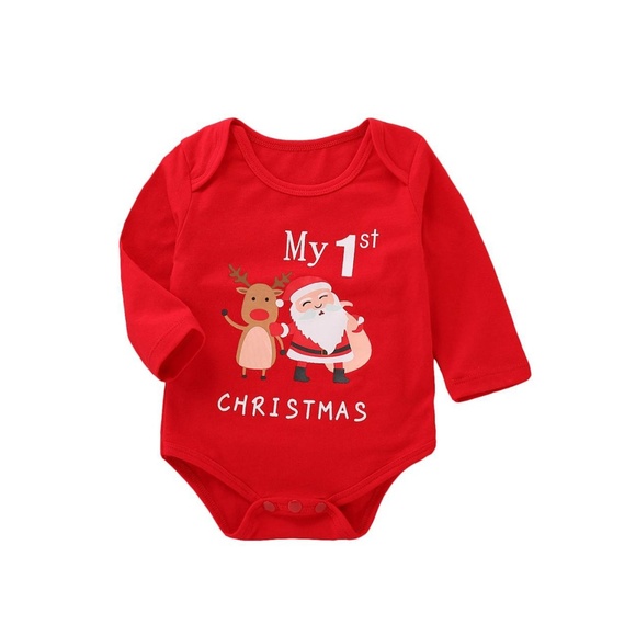 One Rainbow Other - Red Onsie Romper 1st Christmas Baby Boy Girl